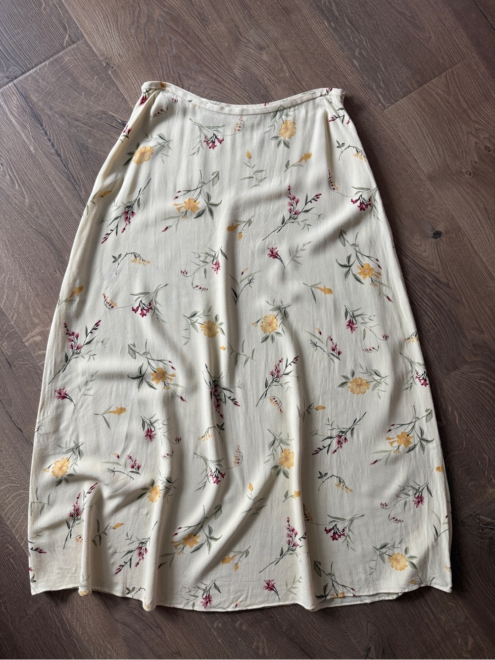 Rena Rowan Butter Yellow Maxi Skirt with Yellow&Red Floral Print VNT sise14 - Picture 4 of 8
